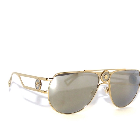 Versace VE2225 2225 12526G Pale Gold Light Gray Mirror Silver Sunglasses main image 4